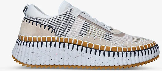 Mens Beige Nama Embroidered Suede and Recycled Mesh Trainers Eur 43 / 9 Uk Men