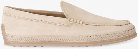 Mens Beige Pantofola Gomma Rafia TV Suede Loafers Eur 45 / 11 Uk Men