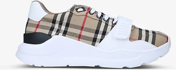 Mens Beige Regis Vintage Check Canvas Trainers Eur 46 / 12 Uk Men