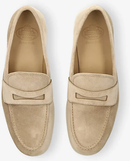 Mens Beige Saddle Penny Slip-On Suede Loafers Eur 43.5 / 9.5 Uk Men - Image 2