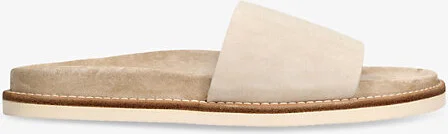 Mens Beige Single-Strap Slip-On Suede Sandals Eur 45 / 11 Uk Men