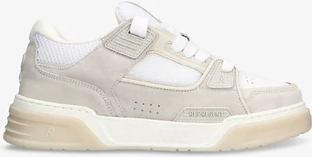 Mens Beige Studio Mesh and Suede Mid-Top Trainers Eur 42 / 8 Uk Men