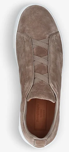 Mens Beige Tripe Stitch Suede Trainers Eur 44 / 10 Uk Men - Image 2