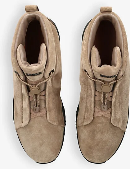 Mens Beige Triple Stitch Vetta Suede High-Top Trainers Eur 45 / 11 Uk Men - Image 2