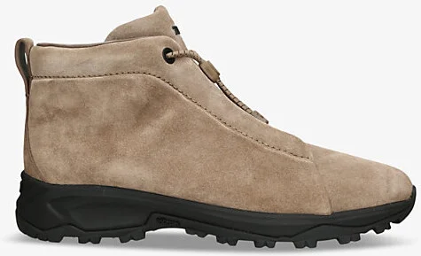 Mens Beige Triple Stitch Vetta Suede High-Top Trainers Eur 45 / 11 Uk Men