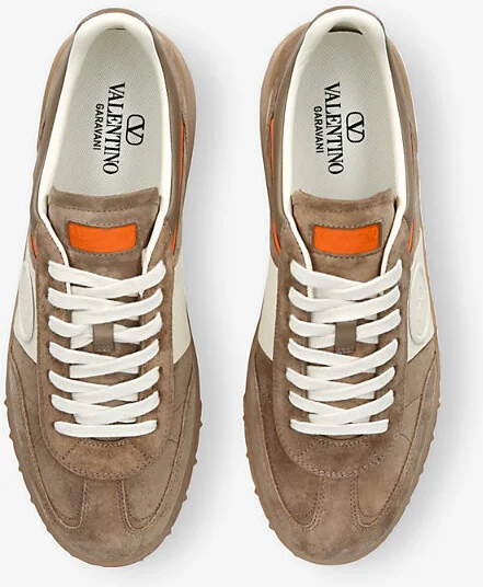 Mens Beige Upvillage Suede Low-Top Trainers Eur 41 / 7 Uk Men - Image 2