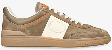 Mens Beige Upvillage Suede Low-Top Trainers Eur 41 / 7 Uk Men