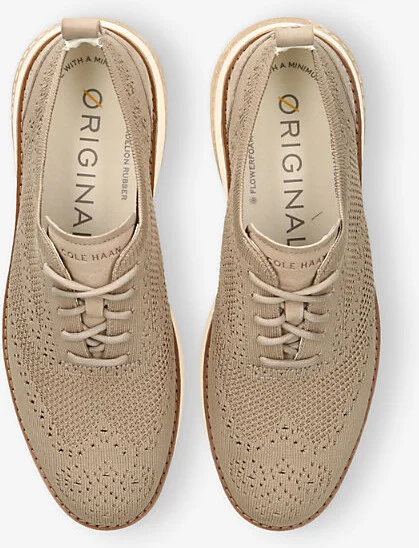 Mens Beige Zerøgrand Wingtip Stitchlite Knitted Oxford Shoes Eur 43 / 9 Uk Men - Image 2
