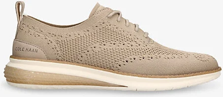 Mens Beige Zerøgrand Wingtip Stitchlite Knitted Oxford Shoes Eur 43 / 9 Uk Men