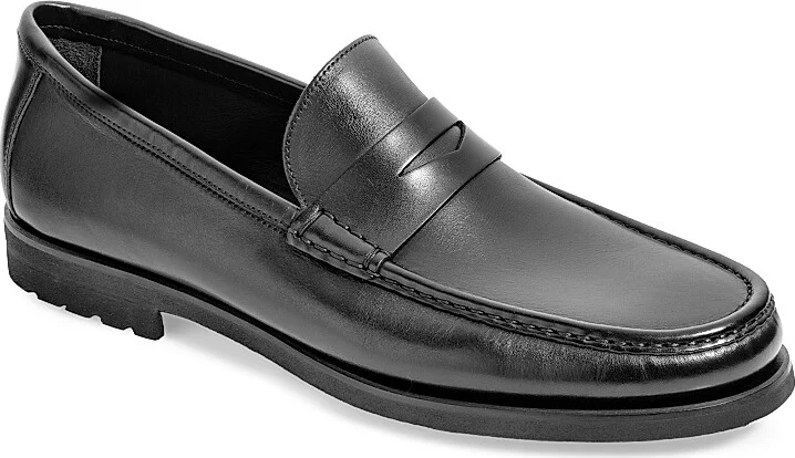 Men's Belfast Leather Penny Loafers - Nero - Size 7 - Image 2