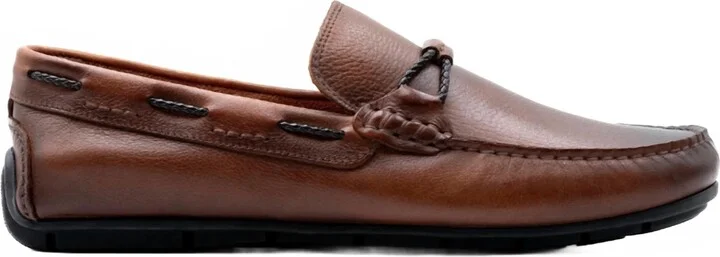 Men's Bermuda Pebble Grain Braided Bit Loafers In Bourbon