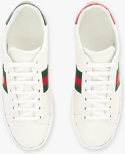 Mens Bianco Verd Ace Bee-Embroidered Leather Low-Top Trainers Eur 39 / 5 Uk Men - Image 2