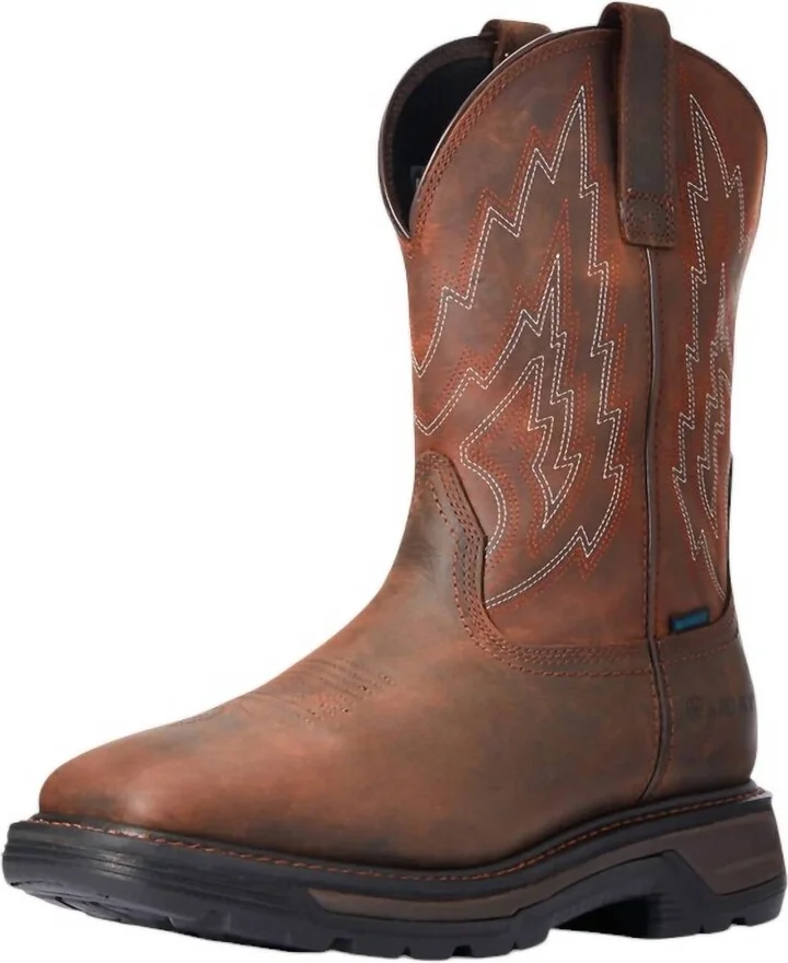 Men's Big Rig Waterproof Work Boot - Soft Toe In Dark Brown