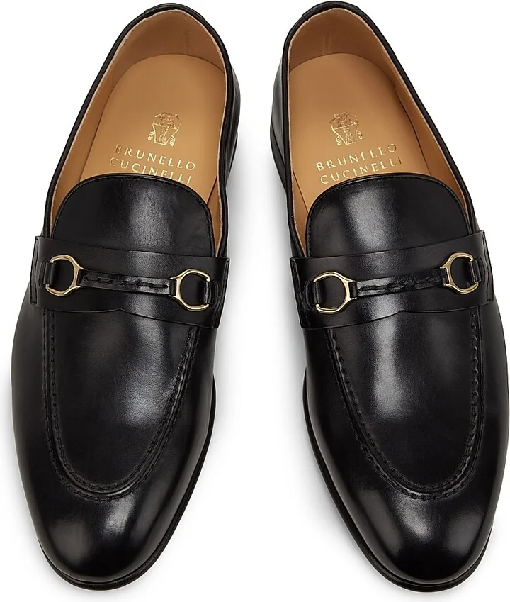 Men's Bit Leather Loafers - Black - Size 9 - Image 4
