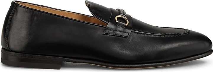 Men's Bit Leather Loafers - Black - Size 9