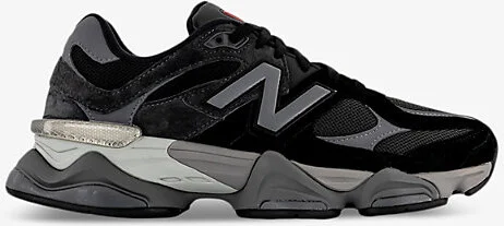 Mens Black 9060 Suede and Mesh Low-Top Trainers Eur 42.5 / 8.5 Uk Men