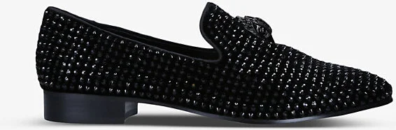 Mens Black Ace Studded Suede Loafers Eur 42 / 8 Uk Men