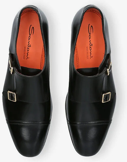 Mens Black Adrian Leather Monk Shoes Eur 40 / 6 Uk Men - Image 2