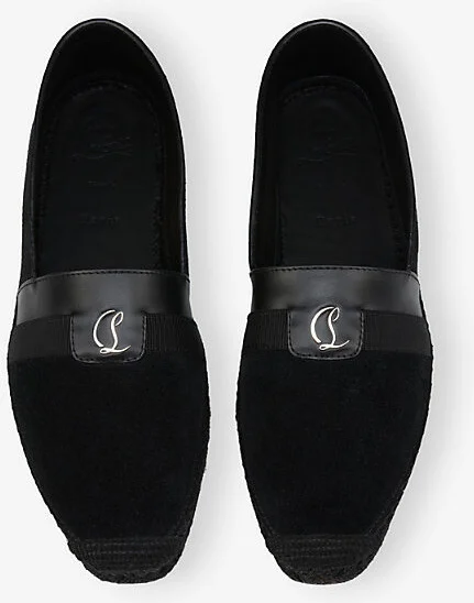 Mens Black Alfarica Leather Flat Espadrilles Eur 40 / 6 Uk Men - Image 2