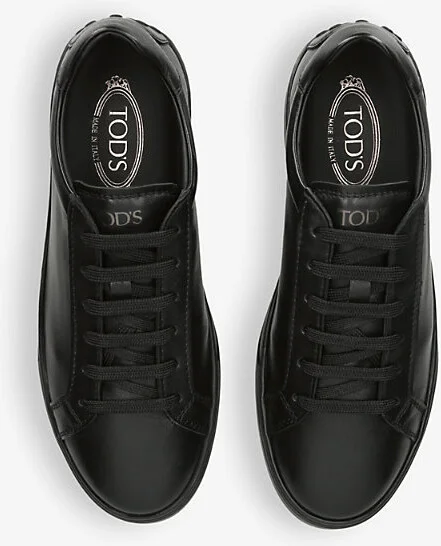 Mens Black Allacciata Cassetta Leather Low-Top Trainers Eur 41.5 / 7.5 Uk Men - Image 2
