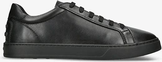 Mens Black Allacciata Cassetta Leather Low-Top Trainers Eur 41.5 / 7.5 Uk Men