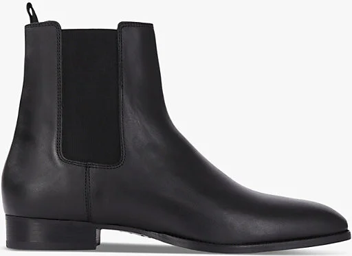 Mens Black Almond-Toe Leather Chelsea Boots 4