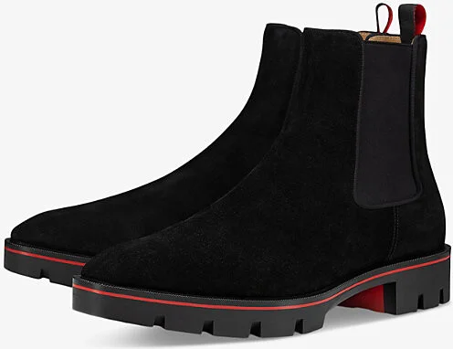 Mens Black Alpinosol Contrast-Trim Suede Ankle Boots 5.5 - Image 2