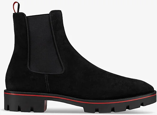 Mens Black Alpinosol Contrast-Trim Suede Ankle Boots 5.5