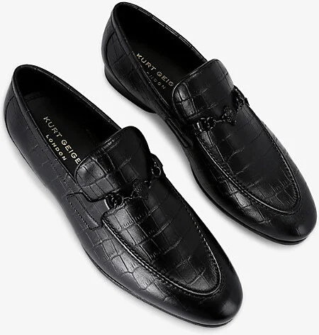 Mens Black Alton Croc Leather Loafers Eur 41 / 7 Uk Men - Image 2