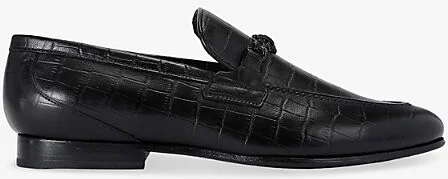 Mens Black Alton Croc Leather Loafers Eur 41 / 7 Uk Men