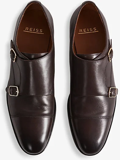 Mens Black Amalfi Double-Monk Strap Leather Shoes Eur 43 / 9 Uk Men - Image 3