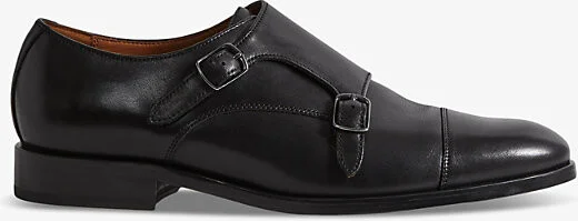 Mens Black Amalfi Double-Monk Strap Leather Shoes Eur 43 / 9 Uk Men