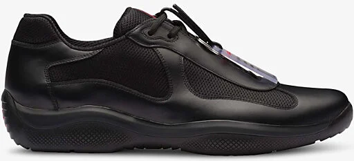 Mens Black America's Cup Original Leather and Mesh Trainers Eur 40 / 6 Uk Men