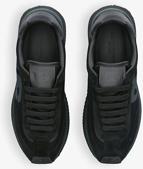 Mens Black Aria Branded Suede and Mesh Trainers Eur 44 / 10 Uk Men - Image 2