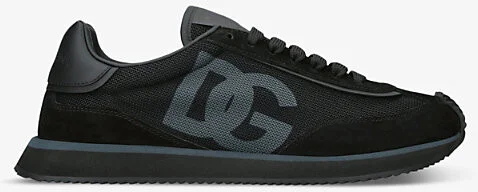 Mens Black Aria Branded Suede and Mesh Trainers Eur 44 / 10 Uk Men