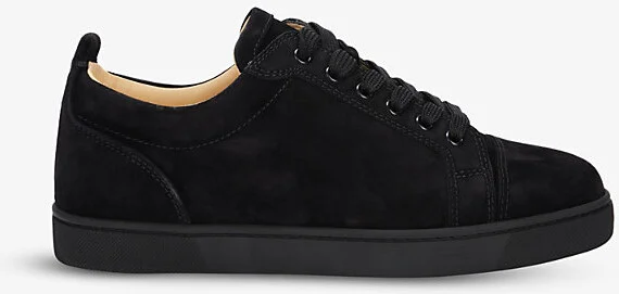 Mens Black/Bk Louis Junior Flat Veau Velour Low-Top Trainers 14.5