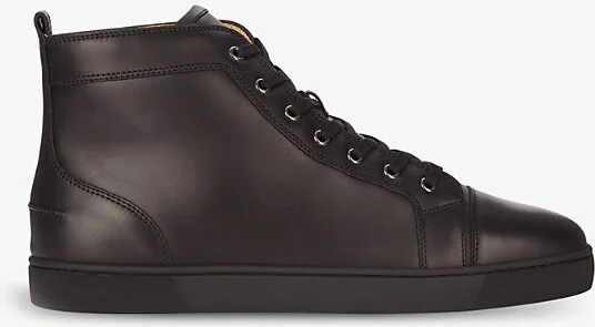 Mens Black/Blac Louis Leather High-Top Trainers Eur 44 / 10 Uk Men