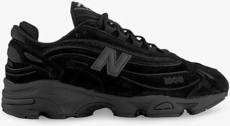 Mens Black Black 1000 Suede and Mesh Low-Top Trainers 5.5
