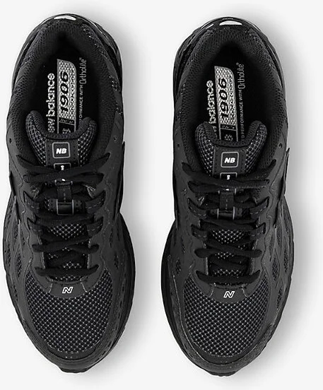 Mens Black Black Black 1906 Brand-Patch Leather and Mesh Low-Top Trainers 9 - Image 2