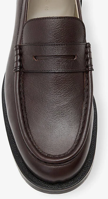 Mens Black Bloom Leather Penny Loafers Eur 44 / 10 Uk Men - Image 3