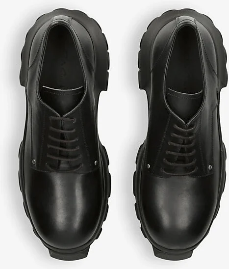 Mens Black Bozo Tractor Platform Leather Oxford Shoes Eur 46 / 12 Uk Men - Image 2