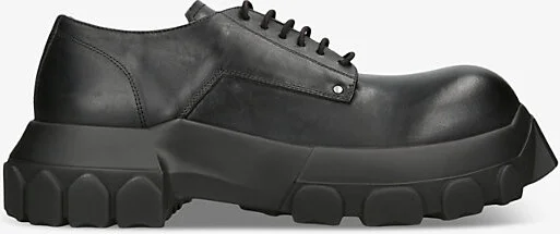 Mens Black Bozo Tractor Platform Leather Oxford Shoes Eur 46 / 12 Uk Men