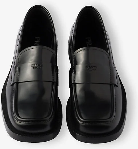 Mens Black Brand-Debossed Leather Loafers Eur 40.5 / 6.5 Uk Men - Image 2