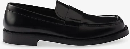 Mens Black Brand-Debossed Leather Loafers Eur 40.5 / 6.5 Uk Men
