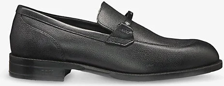 Mens Black Brand-Plaque Leather Loafers Eur 46 / 12 Uk Men