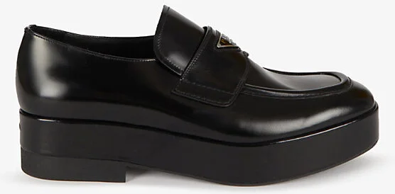 Mens Black Branded Brushed Leather Loafers Eur 42 / 8 Uk Men