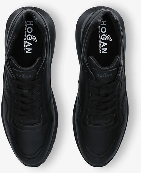 Mens Black Branded Leather Lop-Top Trainers Eur 40 / 6 Uk Men - Image 2