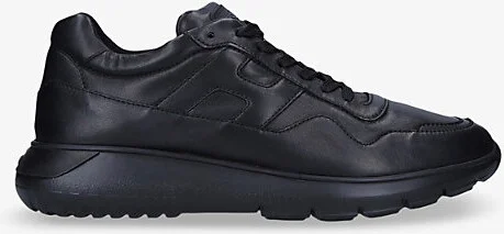 Mens Black Branded Leather Lop-Top Trainers Eur 40 / 6 Uk Men