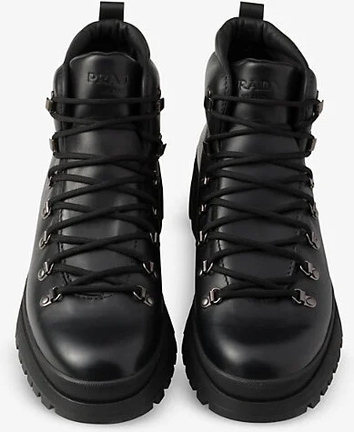 Mens Black Brixxen Triangle-Plaque Leather Ankle Boots Eur 41.5 / 7.5 Uk Men - Image 2