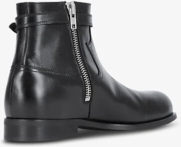 Mens Black Buckle-Embellished Leather Ankle Boots Eur 42 / 8 Uk Men - Image 2